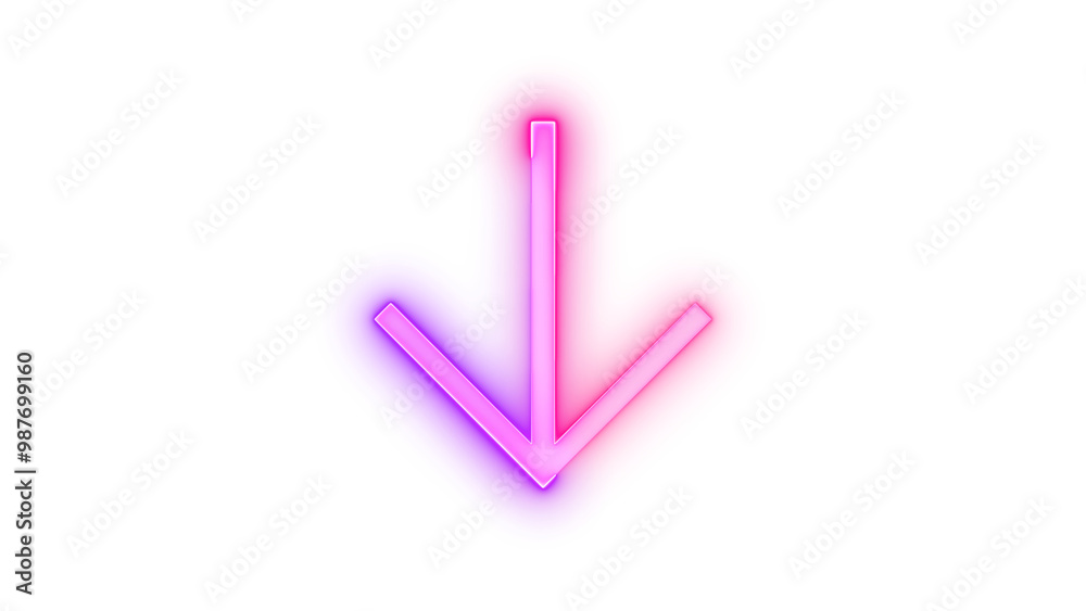 Neon icon down symbol cyan pink color transparent background Neon icon down symbol cyan pink color transparent background