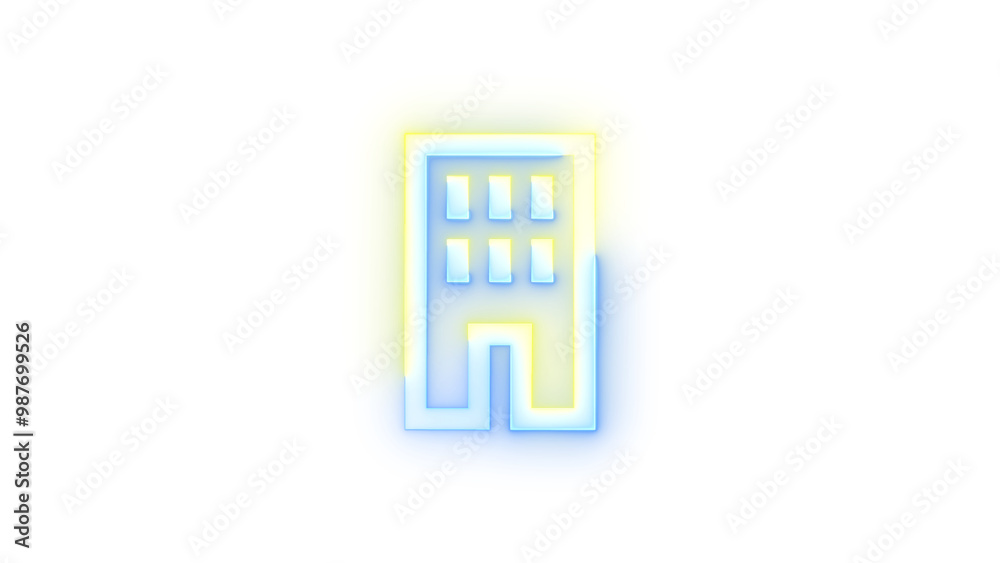 Neon icon EMI symbol blue yellow color transparent background Neon icon EMI symbol blue yellow color transparent background