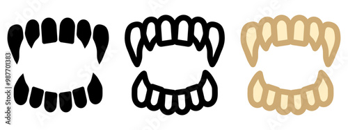 Vampire teeth icon. Vampire fangs sign. Twilight symbol. Werewolf pictogram.