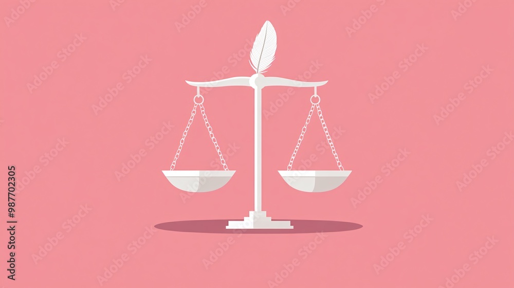 Equilibrium of Justice: Symbolic Scales with Feather, Lightness, and Fairness in Flat Design Equilibrium of Justice: Symbolic Scales with Feather, Lightness, and Fairness in Flat Design