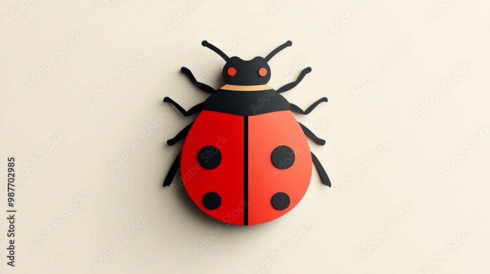 Ladybug paper cut on white background great for nature-themed children’s book illustrations or garden designs Ladybug paper cut on white background great for nature-themed children’s book illustrations or garden designs