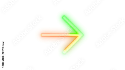 Neon icon forward symbol brown green color transparent background