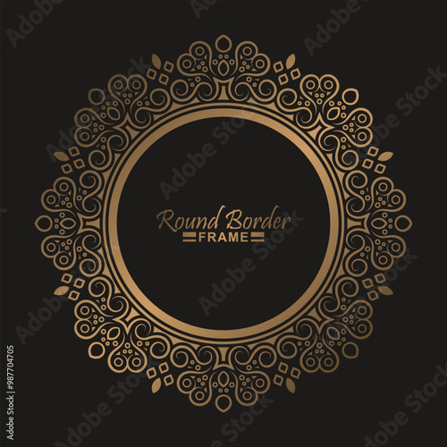 Luxury Gold round floral frame design