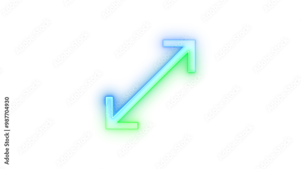 Neon icon full screen arrow symbol blue green color transparent background Neon icon full screen arrow symbol blue green color transparent background
