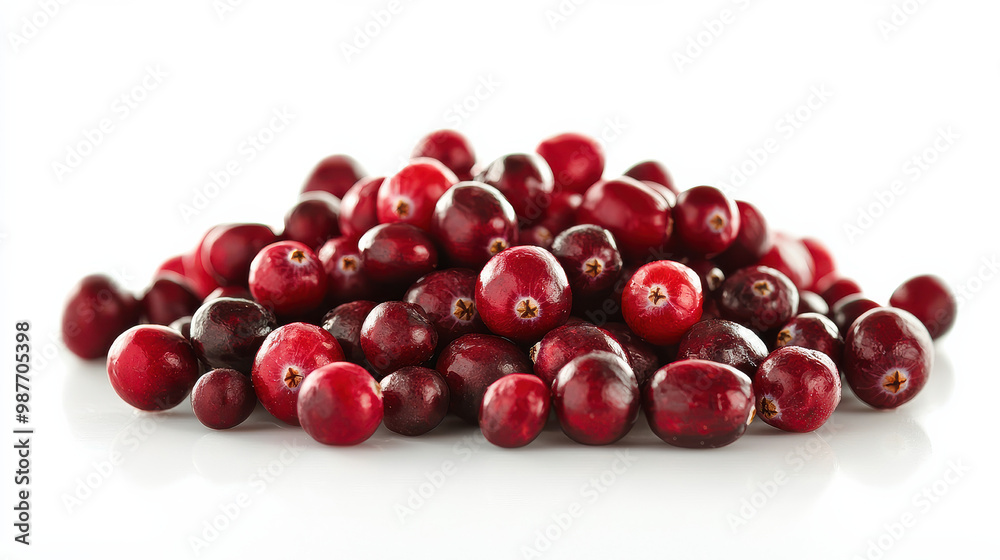 A high-resolution image showing a pile of fresh, red cranberries stacked against a clean white background, highlighting their vibrant color and texture in a natural setting. A high-resolution image showing a pile of fresh, red cranberries stacked against a clean white background, highlighting their vibrant color and texture in a natural setting.