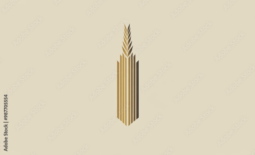 logo design featuring a golden vertical skyscraper intertwined with wheat on black background logo design featuring a golden vertical skyscraper intertwined with wheat on black background
