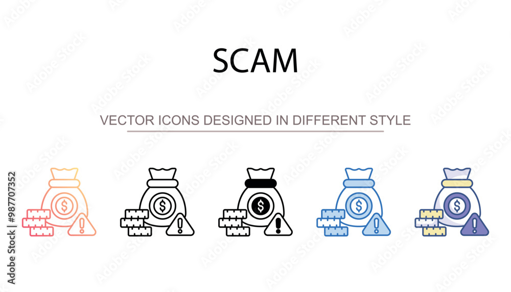 Scam icon design with white background stock illustration Scam icon design with white background stock illustration
