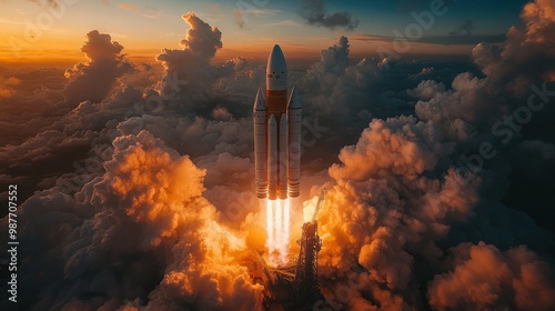 Ariane 6 European launch vehicle pioneering space exploration. The first launch of the Ariane 6 European launch vehicle is scheduled for 2024. photo