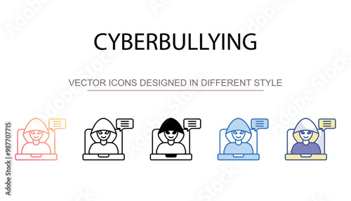 Cyberbullying icon design with white background stock illustration