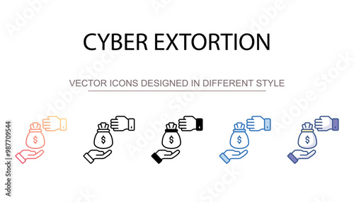 Cyber Extortion icon design with white background stock illustration
