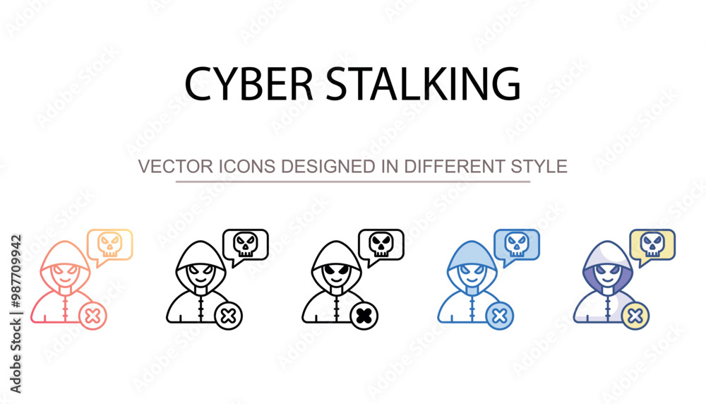 Cyber Stalking icon design with white background stock illustration Cyber Stalking icon design with white background stock illustration