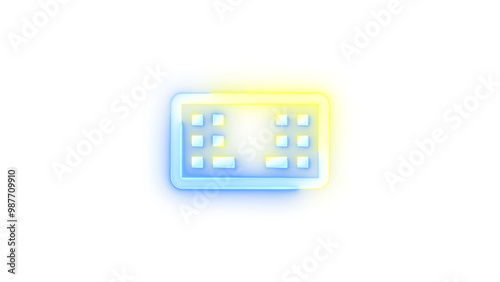 Neon icon keyboard split symbol blue yellow color transparent background