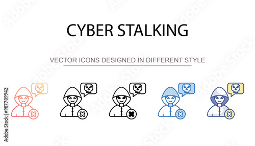 Cyber Stalking icon design with white background stock illustration