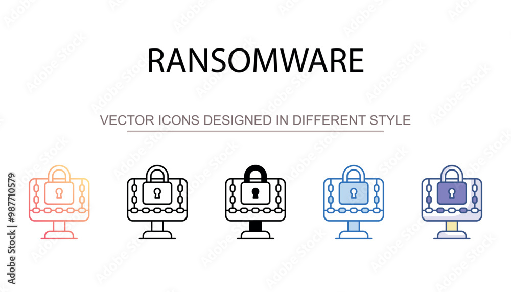 Ransomware icon design with white background stock illustration Ransomware icon design with white background stock illustration