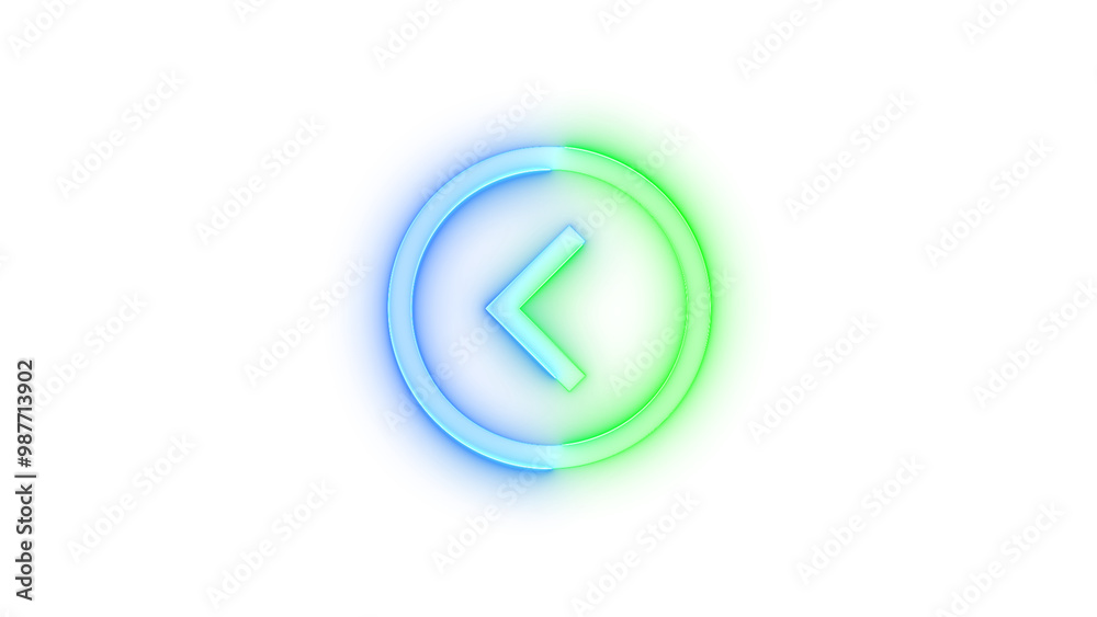 Neon icon page left symbol blue green color transparent background Neon icon page left symbol blue green color transparent background