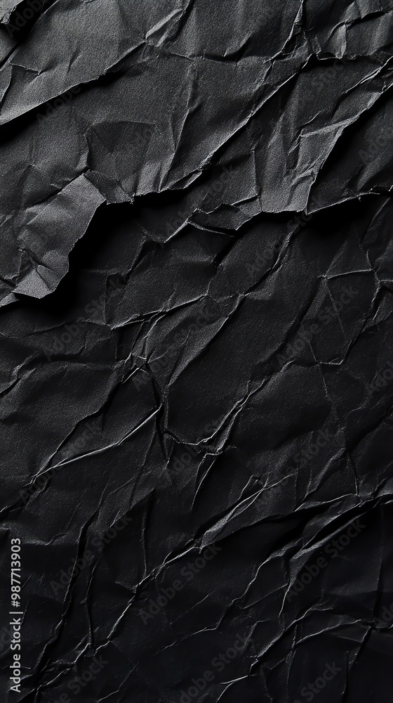 Abstract black crumpled paper texture with intricate folds and shadows, perfect for backgrounds or creative designs. Abstract black crumpled paper texture with intricate folds and shadows, perfect for backgrounds or creative designs.