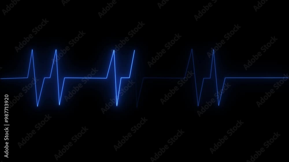 Neon heartbeat on black isolated background. 4k seamless loop animation. Background heartbeat line neon light heart rate display screen medical Neon heartbeat on black isolated background. 4k seamless loop animation. Background heartbeat line neon light heart rate display screen medical