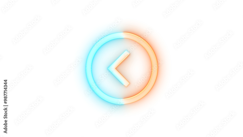 Neon icon page left symbol cyan brown color transparent background Neon icon page left symbol cyan brown color transparent background