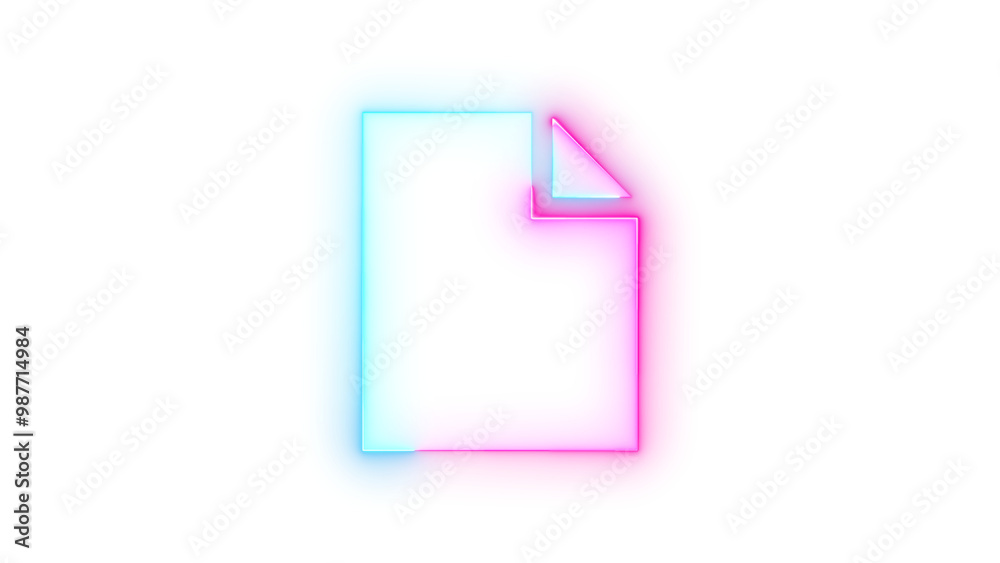 Neon icon page solid symbol cyan pink color transparent background Neon icon page solid symbol cyan pink color transparent background