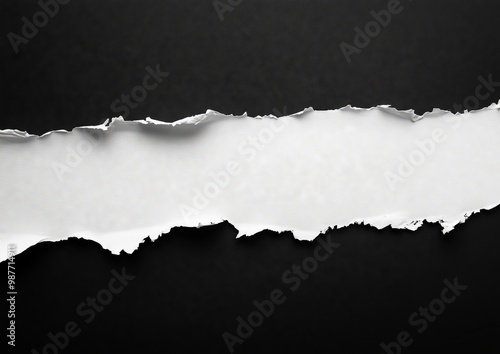 a photograph of the torn edge of a white paper on a black background. photo