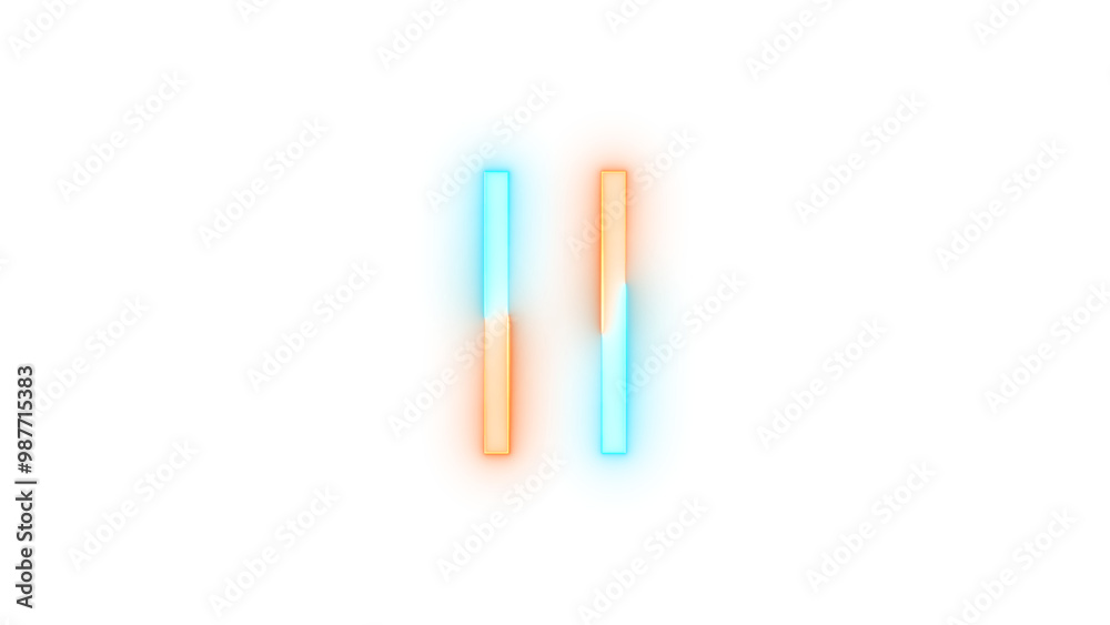 Neon icon pause symbol cyan brown color transparent background Neon icon pause symbol cyan brown color transparent background