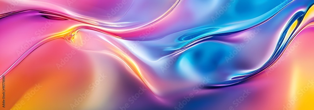 Naklejka premium Abstract Swirling Liquid in Vibrant Hues