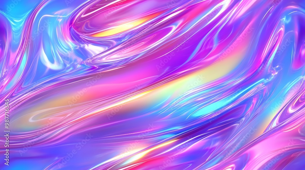 Abstract Swirling Pattern of Vibrant, Iridescent Colors