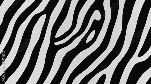 Abstract Zebra Skin Pattern with Bold Black and White Stripes - Minimalist Design with Smooth Texture for Backgrounds and Textiles