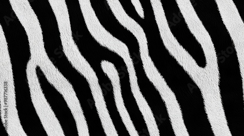 Elegant Zebra Skin Pattern with Bold Black and White Stripes and Smooth Texture