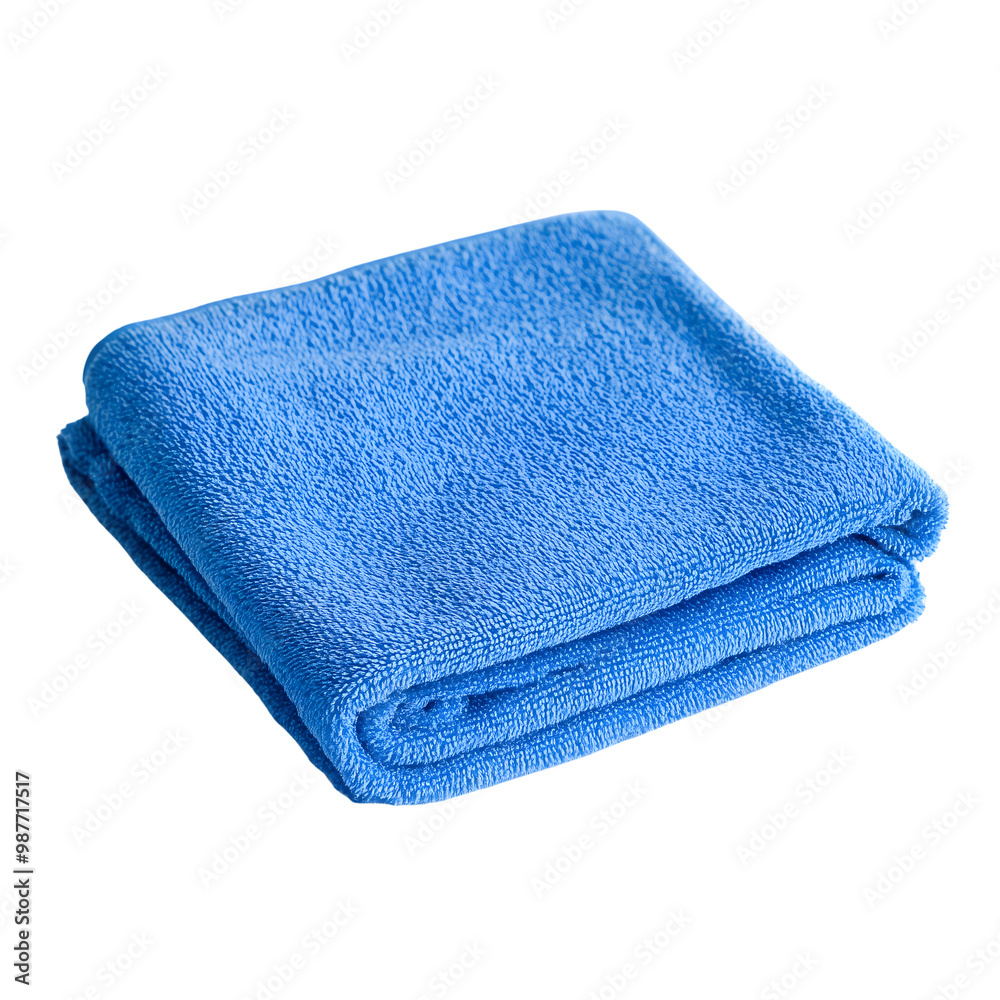 folded blue microfiber cloth isolated on transparent background Generative Ai. folded blue microfiber cloth isolated on transparent background Generative Ai.