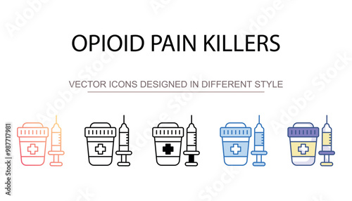 Opioid Pain killers icon design with white background stock illustration