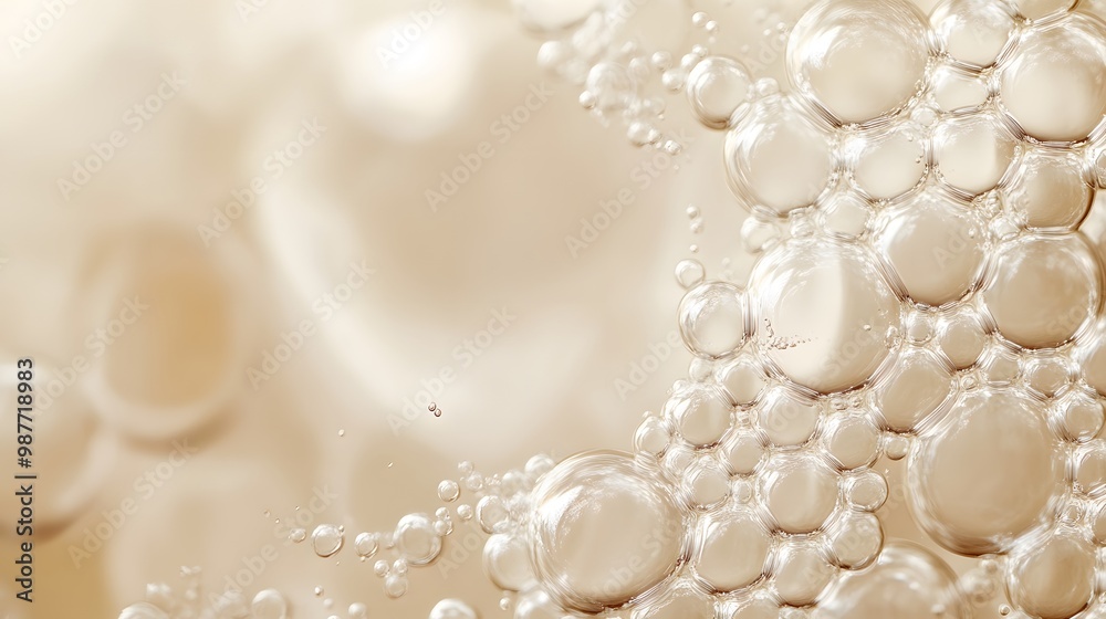 Abstract Close-up of a Cluster of White Bubbles in a Clear Liquid Abstract Close-up of a Cluster of White Bubbles in a Clear Liquid