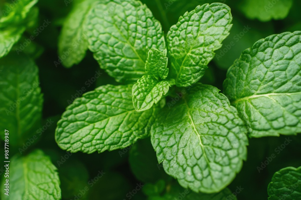 Vibrant Green Mint Leaf Texture Vibrant Green Mint Leaf Texture