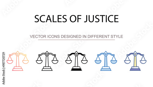 Scales Of Justice icon design with white background stock illustration
