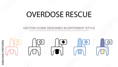 Overdose Rescue icon design with white background stock illustration