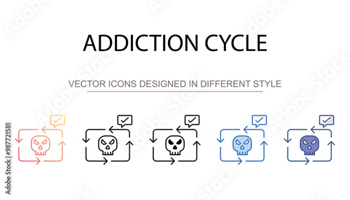 Addiction Cycle icon design with white background stock illustration