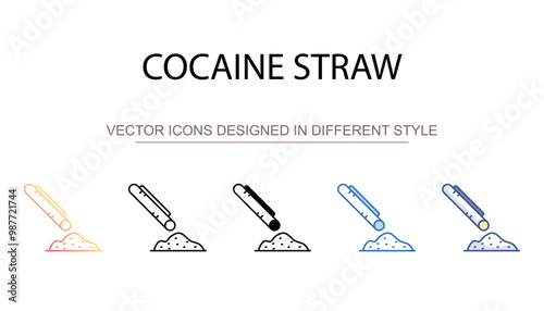 Cocaine Straw icon design with white background stock illustration