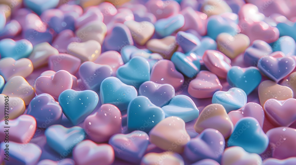 Close-up of Pastel-Colored Heart-Shaped Objects Close-up of Pastel-Colored Heart-Shaped Objects