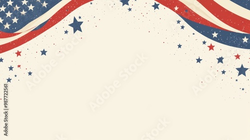A decorative background featuring red and blue stripes with stars, ideal for patriotic themes and events.