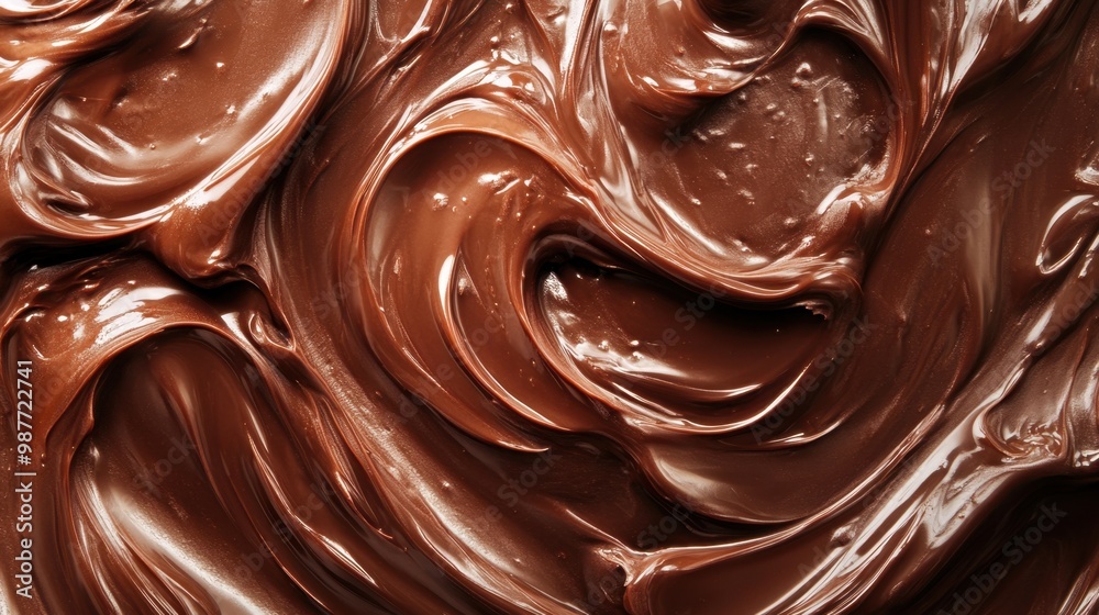 A rich, glossy swirl of chocolate spread showcasing a smooth and creamy texture, perfect for desserts and spreads. A rich, glossy swirl of chocolate spread showcasing a smooth and creamy texture, perfect for desserts and spreads.