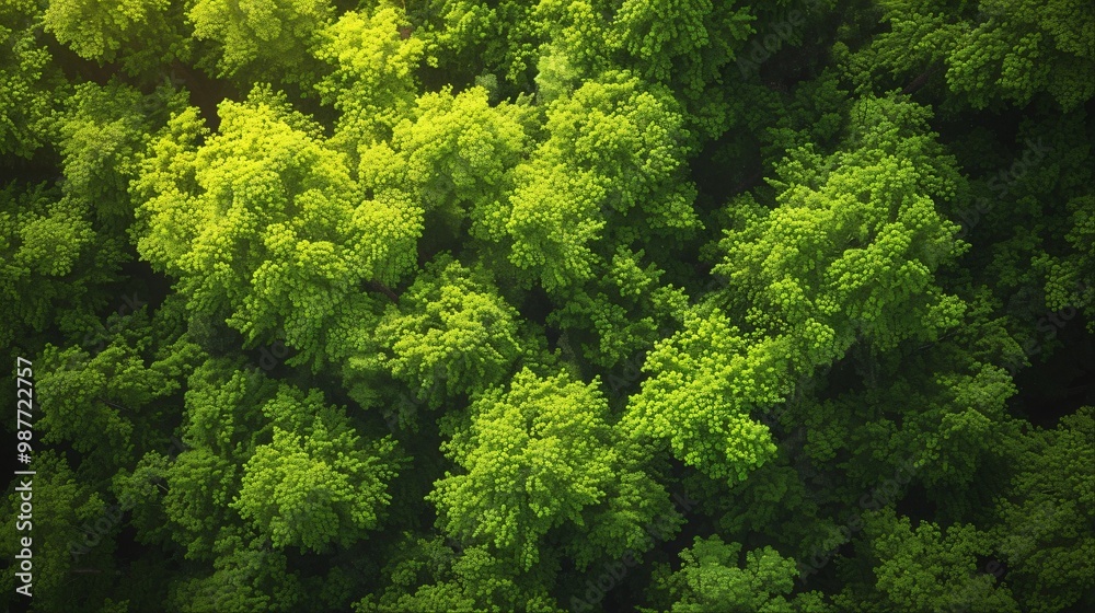 Aerial view of a lush green forest canopy. Aerial view of a lush green forest canopy.