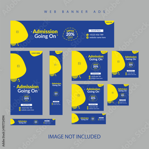 Admission Web Banner Ads. School Web Banners Set And School Admission Website Banner Set Template.