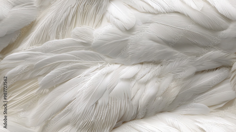 Obraz premium Elegant Coastal Symphony - Pelican's Feathers in Soft Whites and Grays