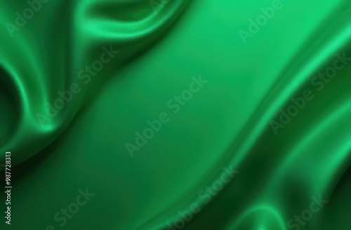 The image features a detailed close up of a green satin fabric photo