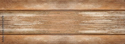 Rustic old weathered light brown wood plank banner background