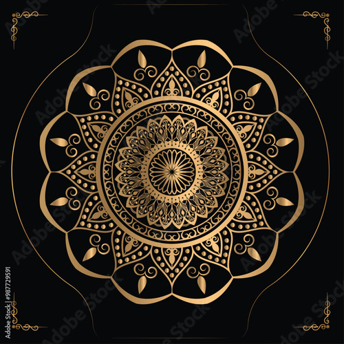 Luxury mandala design gold color Vector