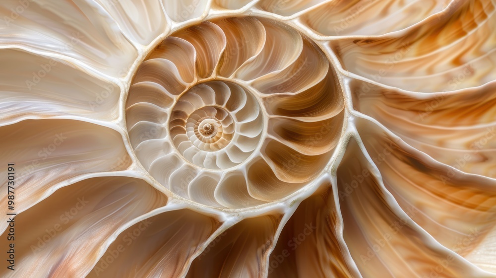 Nautilus shell highlighted in an abstract background, showing its iconic spiral. The shell's geometric design adds a unique touch to the wallpaper. Nautilus shell highlighted in an abstract background, showing its iconic spiral. The shell's geometric design adds a unique touch to the wallpaper.