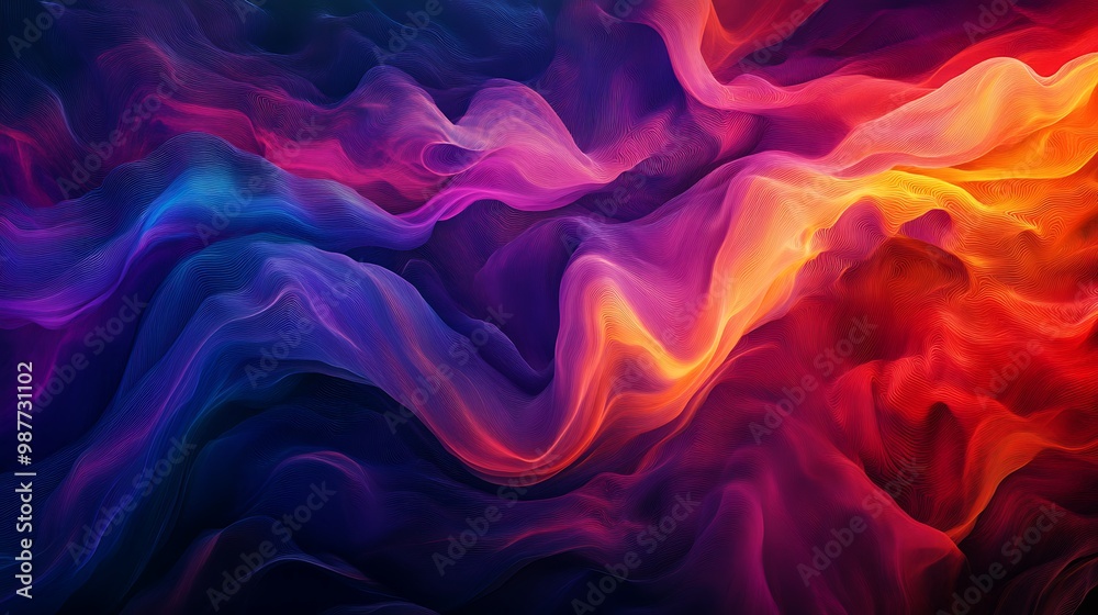 Obraz premium Abstract Wavy Lines in Vibrant Colors