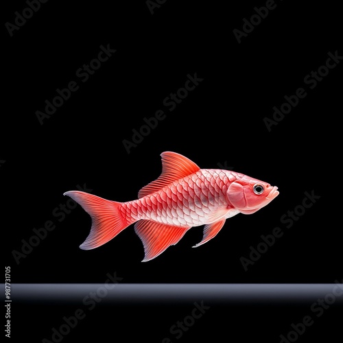 Vibrant Red Fish Against Dark Background