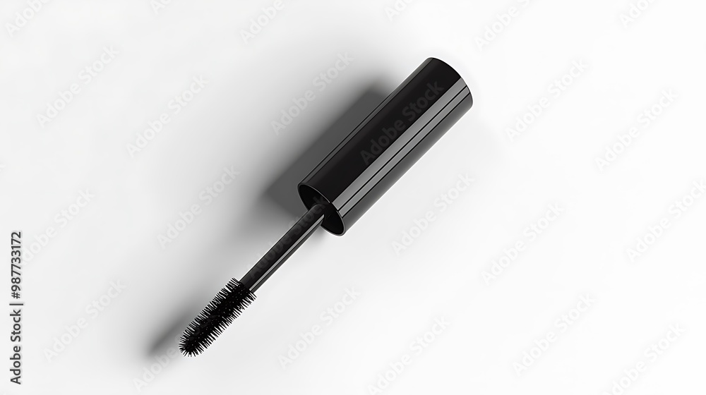 Black Mascara Wand on White Background Black Mascara Wand on White Background